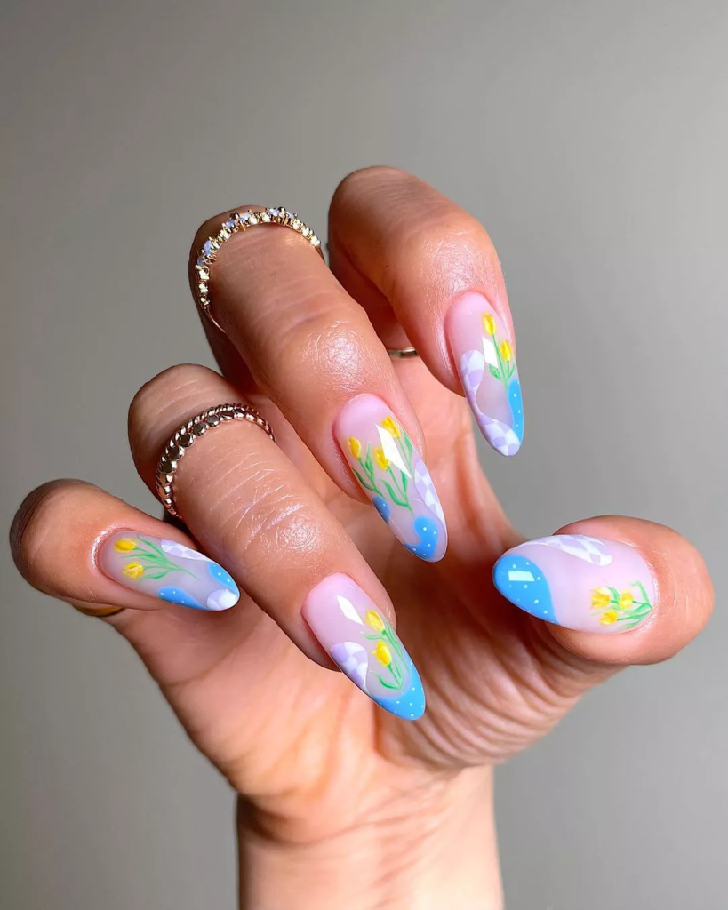 Trippy Tulips Flower nail designs